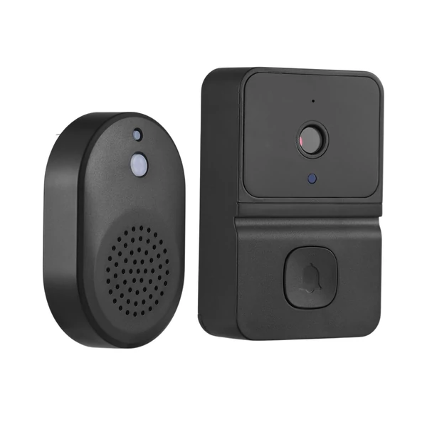 Okos ajtókamera csengőhanggal, infravörös éjjellátóval, 2.4G WiFi, vezeték nélküli, kétirányú hang, villa/lakás/iroda ajtóhoz – Fekete