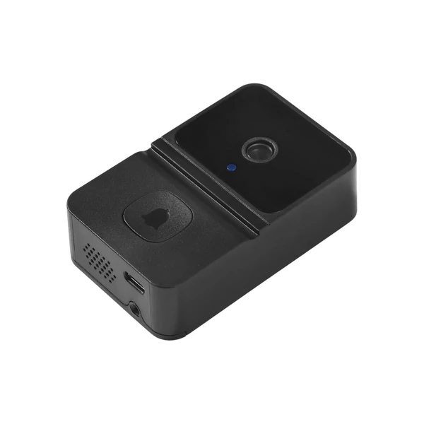 Okos ajtókamera csengőhanggal, infravörös éjjellátóval, 2.4G WiFi, vezeték nélküli, kétirányú hang, villa/lakás/iroda ajtóhoz – Fekete