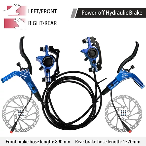 E-bike hidraulikus fékszett 160 mm tárcsákkal, első-hátsó hidraulikus fékkar elektromos kerékpárhoz, rollerhez - Kék