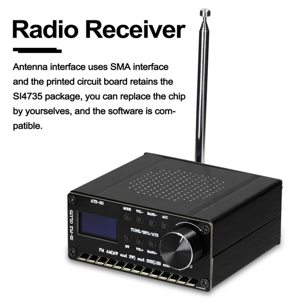 ATS-20 SI4735 teljes hullámsávos rádióvevő FM AM (közép- és rövidhullám) SSB, lefedi a kereskedelmi és amatőr sávokat