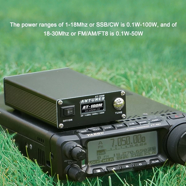 Antuner mindenes 1,8–30 MHz 100 W antennahangoló beépített állóhullámmérővel és teljesítménymérővel HF rádióhoz (usdx g1m ft-818 817 ic-705)