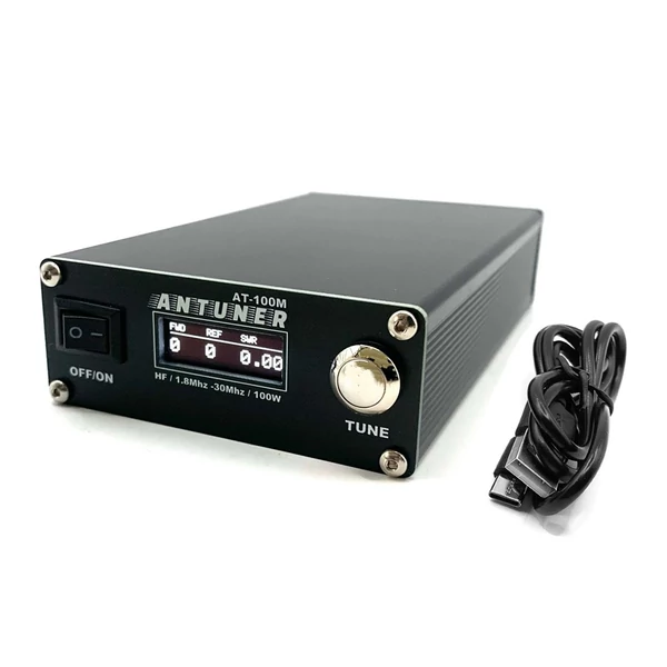 Antuner mindenes 1,8–30 MHz 100 W antennahangoló beépített állóhullámmérővel és teljesítménymérővel HF rádióhoz (usdx g1m ft-818 817 ic-705)