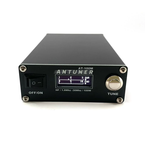 Antuner mindenes 1,8–30 MHz 100 W antennahangoló beépített állóhullámmérővel és teljesítménymérővel HF rádióhoz (usdx g1m ft-818 817 ic-705)