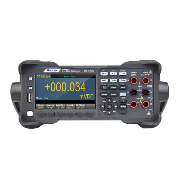 Hantek HDM3055 digitális asztali multiméter, nagy pontosságú 5 1/2 digites, 4,3" LCD, 30 kS/s adatgyűjtés, True RMS, hőmérsékletmérés