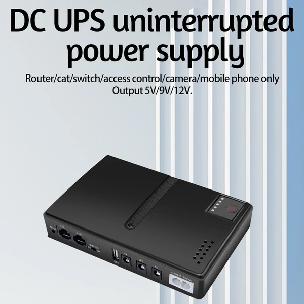 5V 9V 12V router, optikai hálózati végpont, kapcsoló, beléptető, kamera, mobil, szünetmentes tápegység, DC UPS