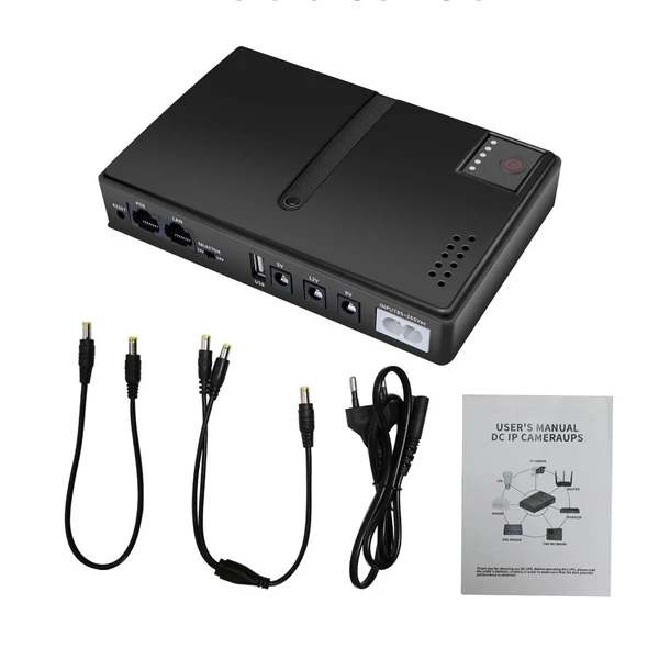 5V 9V 12V router, optikai hálózati végpont, kapcsoló, beléptető, kamera, mobil, szünetmentes tápegység, DC UPS
