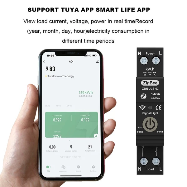 Tuya Zigbee intelligens áramkörmegszakító, távirányítás, hangvezérlés, vezeték nélküli, app, asszisztens és Alexa kompatibilis