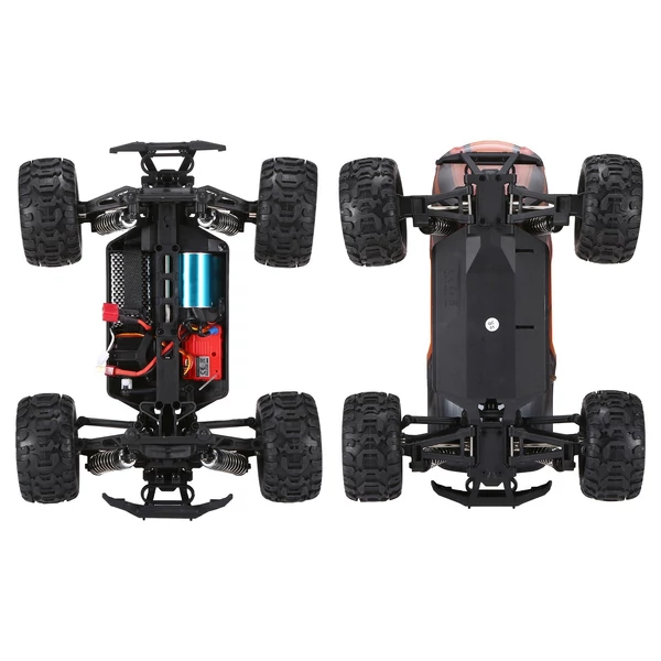 16889A-Pro 1:16 4WD rc autó, 45 km/h, nagy sebességű, 2840 kefenélküli motor, vízálló terepjáró, led világítással - 3 akkumulátorral