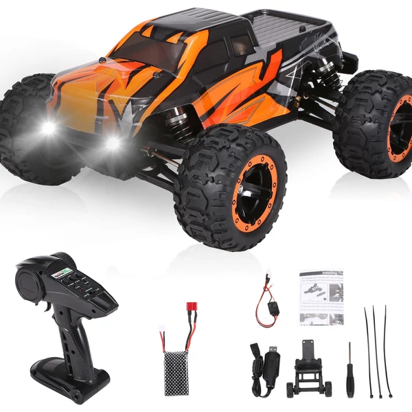 16889A-Pro 1:16 4WD rc autó, 45 km/h, nagy sebességű, 2840 kefenélküli motor, vízálló terepjáró, led világítással - 3 akkumulátorral