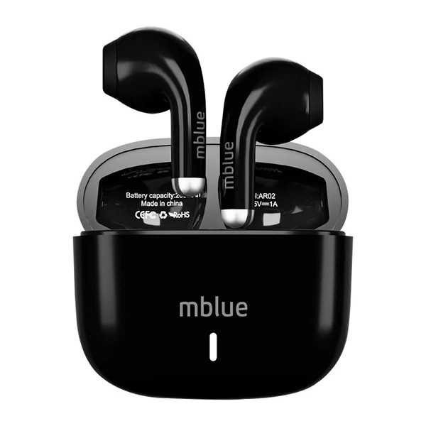 mblue AR02 vezeték nélküli fülhallgató BT 5.4 zajszűrő fél-fülbe sport headset mikrofonnal iOS-hoz és androidhoz - Fekete