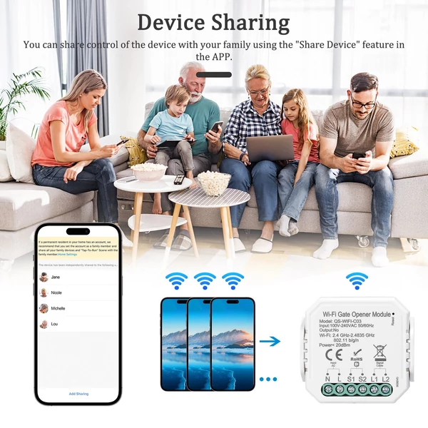Tuya wifi garázskapu nyitó vezérlő, mobiltelefonos távvezérlés, appal, alexa és google home kompatibilis hangvezérlés