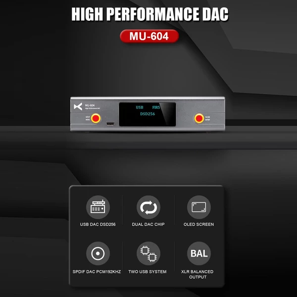 XDuoo MU-604 nagy teljesítményű DAC digitális audio dekóder előerősítő ES9018K2M *2 USB DAC chip optikai koaxiális bemenet