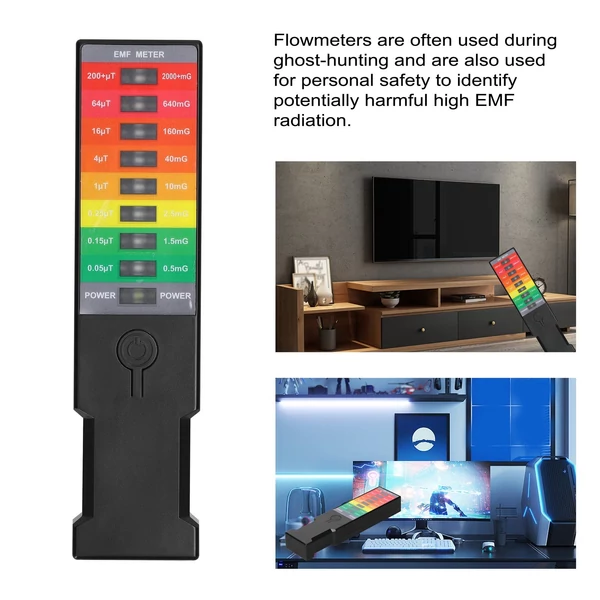 Hordozható elektromágneses tér EMF Gauss-mérő, kézi mágneses tér monitor, otthoni elektromos detektor, 9 LED