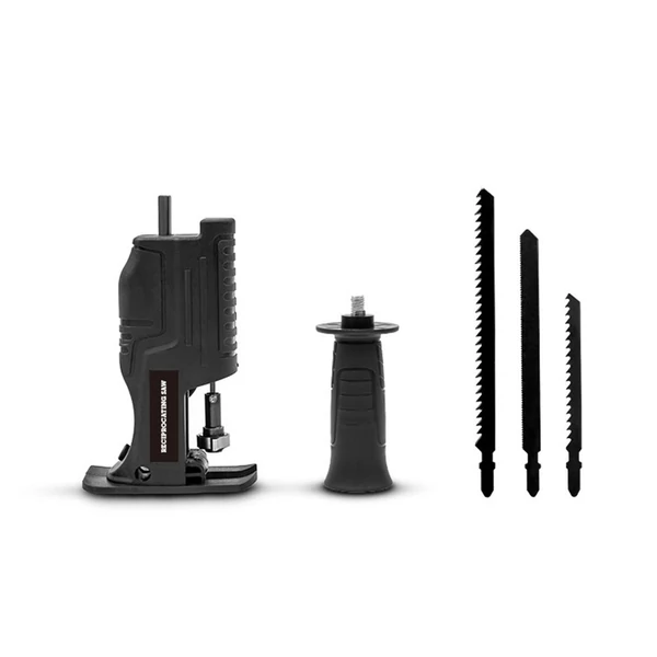 Hordozható orrfűrész adapter, multifunkciós fúrófeltét ergonomikus nyéllel, 3 fűrészlappal fa és fém vágásához