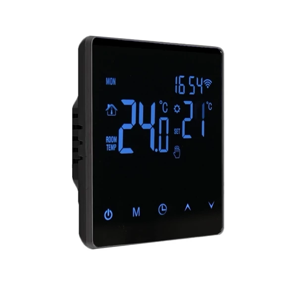 Wifi okostermosztát lcd kijelzős érintőképernyővel - Fekete, 3A vízfűtéshez