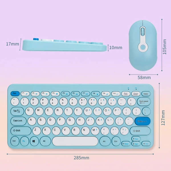 Vezeték nélküli billentyűzet és egér szett 2.4G ergonomikus, kompakt, halk számítógéphez és laptophoz - Pink