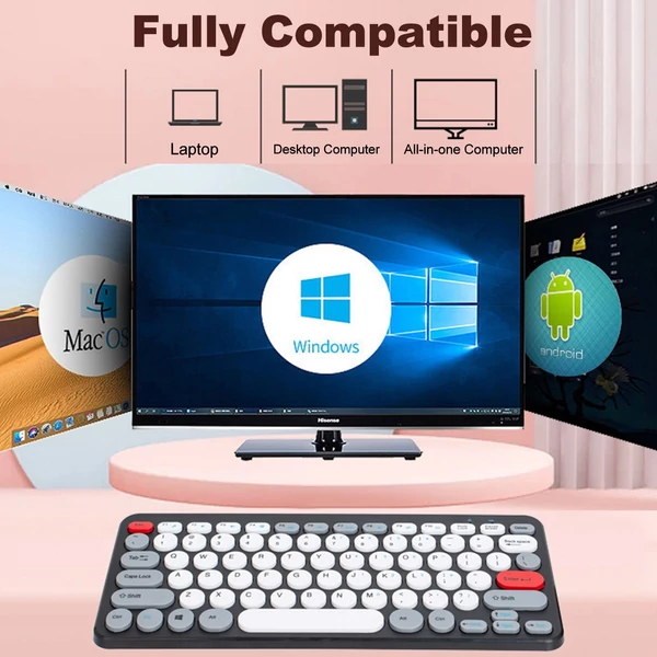 Vezeték nélküli billentyűzet és egér szett 2.4G ergonomikus, kompakt, halk számítógéphez és laptophoz - Pink