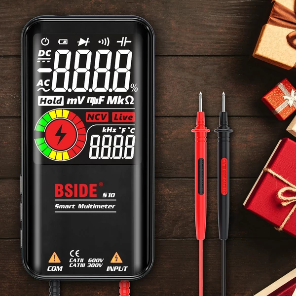 BSIDE S10 Intelligens Multiméter AC/DC Feszültség-, Ellenállás-, Kapacitás-, Frekvenciamérő - Fekete
