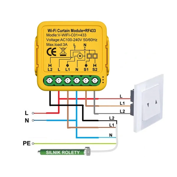 Tuya wifi intelligens 433-as függöny modul zsalugáter kapcsoló, elektromos redőny vezérlő, app és hangvezérlés