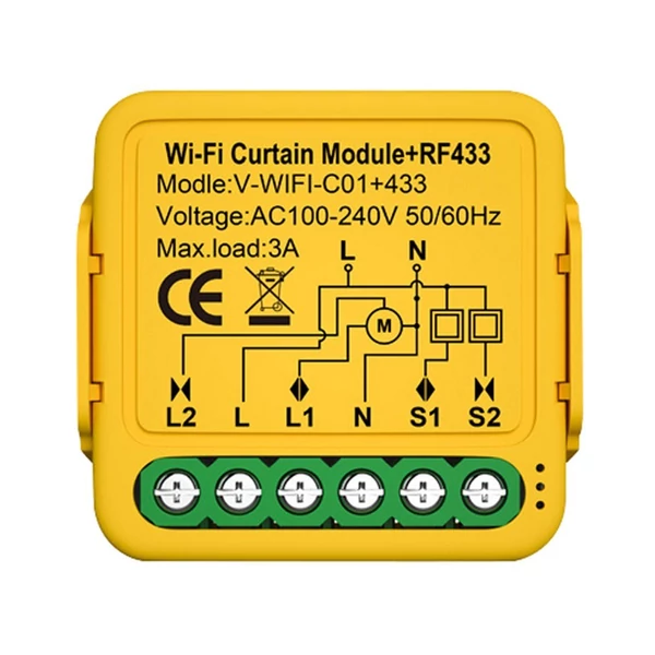 Tuya wifi intelligens 433-as függöny modul zsalugáter kapcsoló, elektromos redőny vezérlő, app és hangvezérlés
