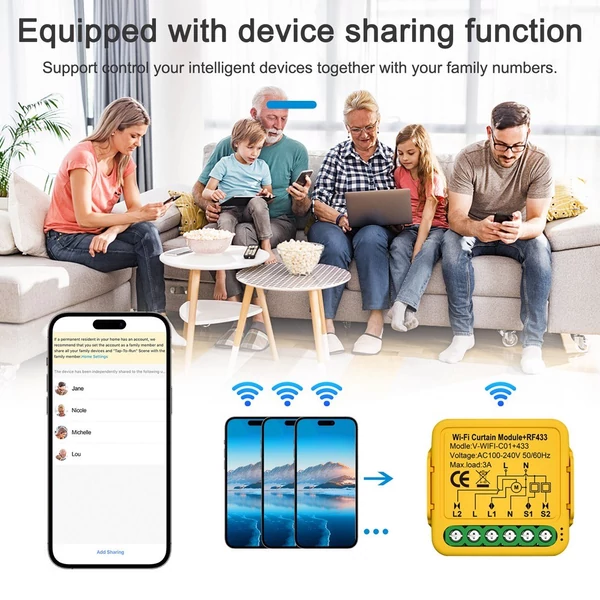 Tuya wifi intelligens 433-as függöny modul zsalugáter kapcsoló, elektromos redőny vezérlő, app és hangvezérlés