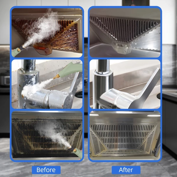 2500 W nagy nyomású gőztisztító, 1100 ml, 3 bar, hordozható, 3 kefefejjel, otthoni és autó tisztításhoz - Zöld