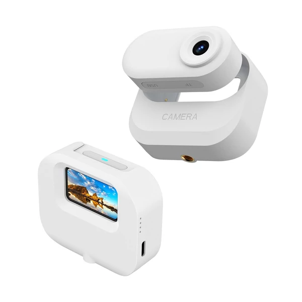 1080p mini sportkamera, 1,47 hüvelykes IPS kijelzővel, 130°-os nagylátószögű lencsével, töltőtokkal, 32 GB TF kártyával vloghoz - Fehér