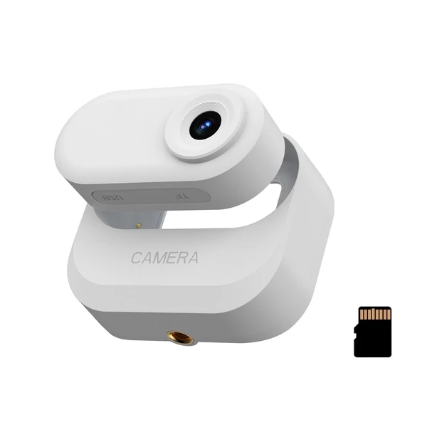 1080p mini sportkamera, 1,47 hüvelykes IPS kijelzővel, 130°-os nagylátószögű lencsével, töltőtokkal, 32 GB TF kártyával vloghoz - Fehér