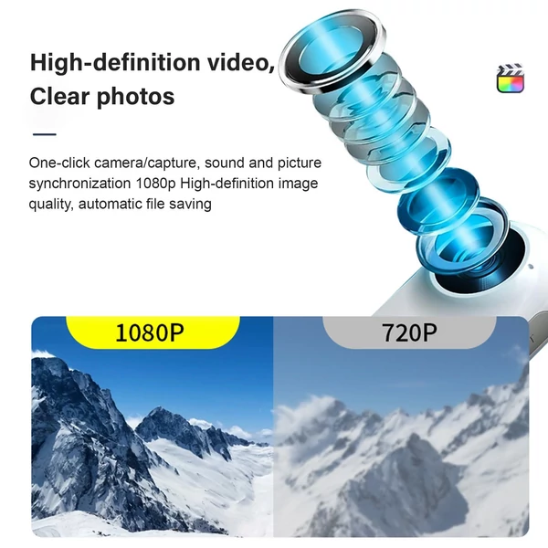 1080p mini sportkamera, 1,47 hüvelykes IPS kijelzővel, 130°-os nagylátószögű lencsével, töltőtokkal, 32 GB TF kártyával vloghoz - Fehér