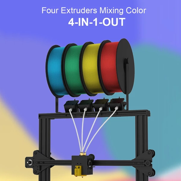 ZONESTAR Z8PM4 Pro FDM 3D nyomtató, 300x300x400 mm, 4-az-1-ben fém extruder, színes nyomtatás, automata szintezés