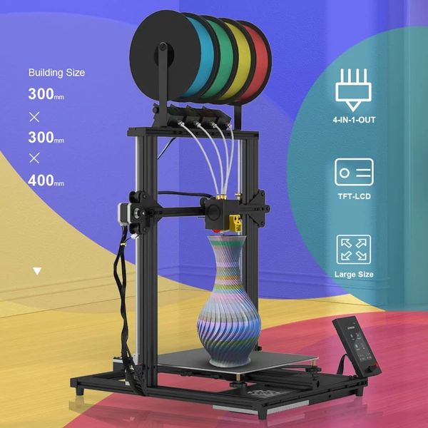 ZONESTAR Z8PM4 Pro FDM 3D nyomtató, 300x300x400 mm, 4-az-1-ben fém extruder, színes nyomtatás, automata szintezés