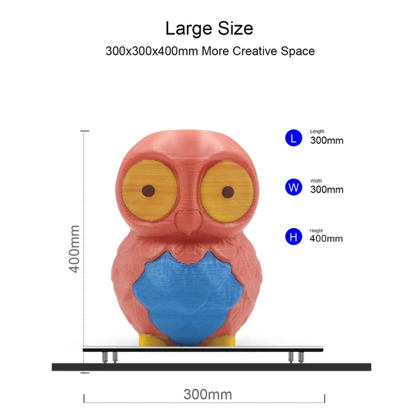 ZONESTAR Z8PM4 Pro FDM 3D nyomtató, 300x300x400 mm, 4-az-1-ben fém extruder, színes nyomtatás, automata szintezés