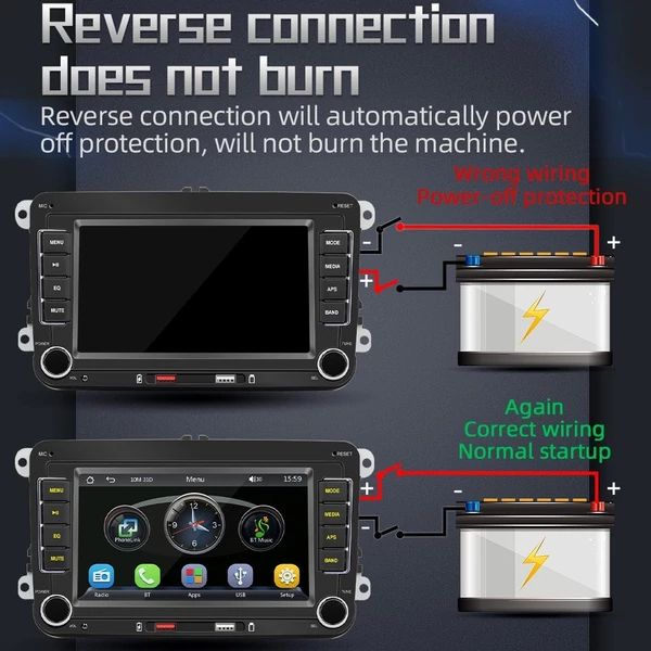 7 colos autórádió mp5 lejátszó érintőképernyővel, BT, AM/FM, android auto, carplay, kihangosítás, usb, tolatókamera