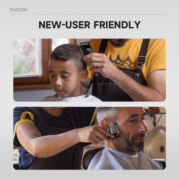 Enchen Boost 2 hajvágó - hordozható, vezeték nélküli, újratölthető férfi szakáll- és hajnyíró - Fekete