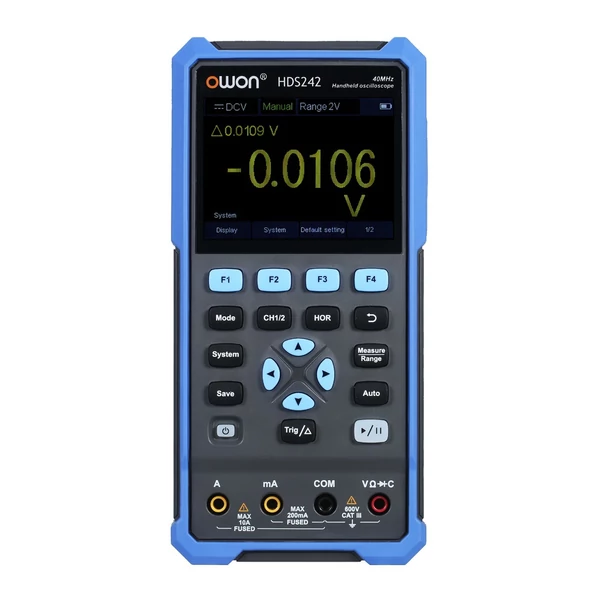 OWON kézi oszcilloszkóp multiméter, 2 csatornás, 40 MHz, 20000 kijelzés, 2 az 1-ben digitális műszer, 3,5" színes LCD, autókarbantartáshoz