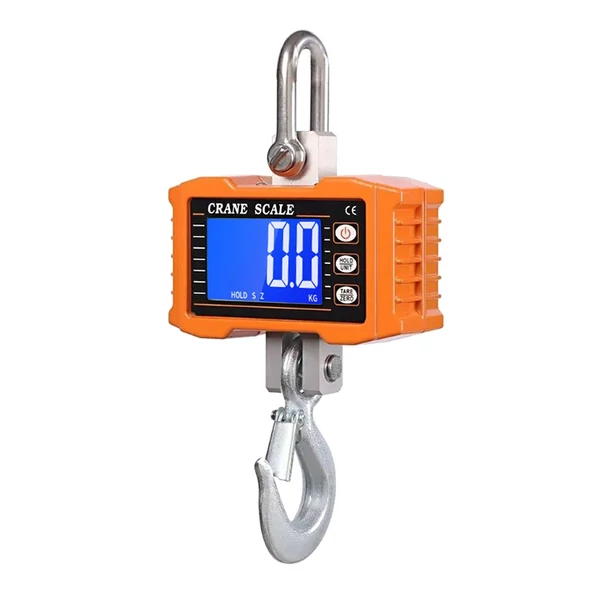 Digitális függőmérleg 1000 kg/2204 lb hordozható darumérleg LCD háttérvilágítással, ipari kampós mérleg építkezéshez, utazáshoz, piacra, horgászathoz - Narancs