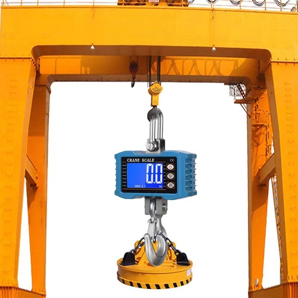 Digitális függőmérleg 1000 kg/2204 lb hordozható darumérleg LCD háttérvilágítással, ipari kampós mérleg építkezéshez, utazáshoz, piacra, horgászathoz - Kék