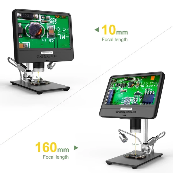 Andonstar AD208S 8,5 hüvelykes LCD kijelzős 5–1200x digitális mikroszkóp 1280×800, állítható 1080p, két fényforrással, forrasztáshoz - 2-es típus