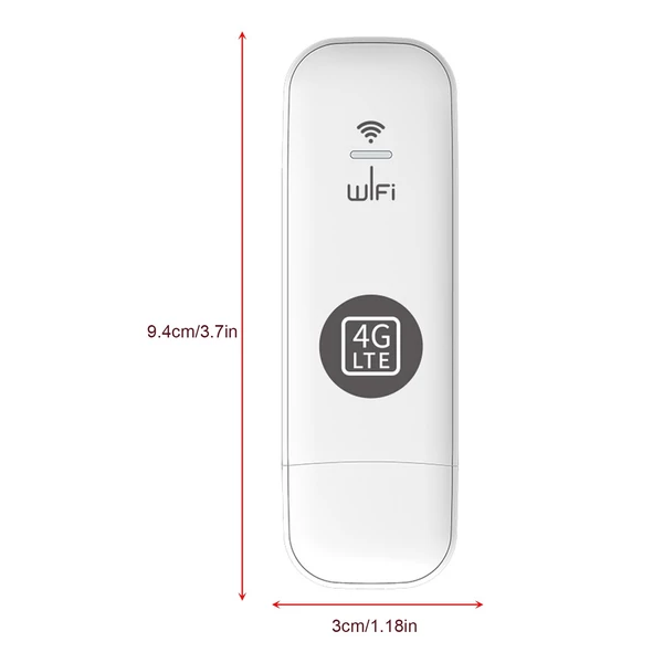 Hordozható 4G USB wifi router, 8 eszköz támogatás, LTE, nagy sebességű vezeték nélküli hotspot utazáshoz - Fehér