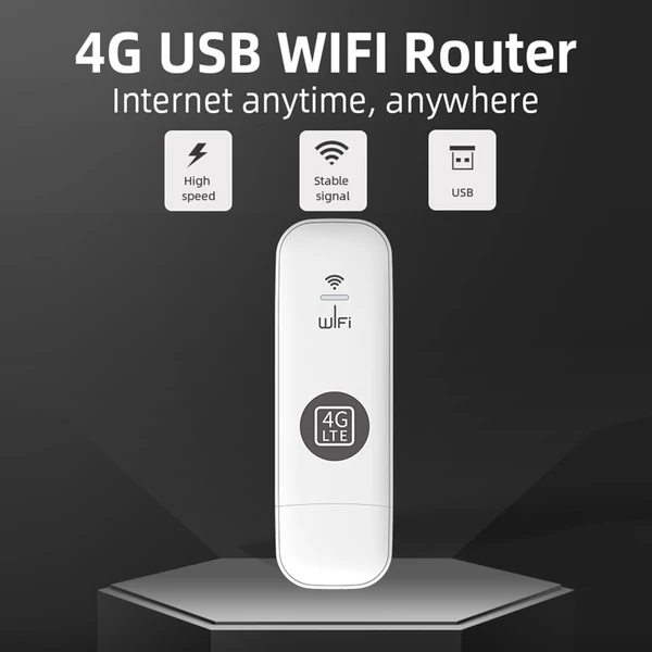 Hordozható 4G USB wifi router, 8 eszköz támogatás, LTE, nagy sebességű vezeték nélküli hotspot utazáshoz - Fehér