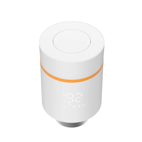 Okos termosztatikus radiátorszelep LED kijelzővel, programozható termosztát, mobilapp/hangvezérlés - Fehér-narancs
