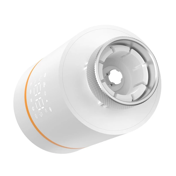 Okos termosztatikus radiátorszelep LED kijelzővel, programozható termosztát, mobilapp/hangvezérlés - Fehér-narancs