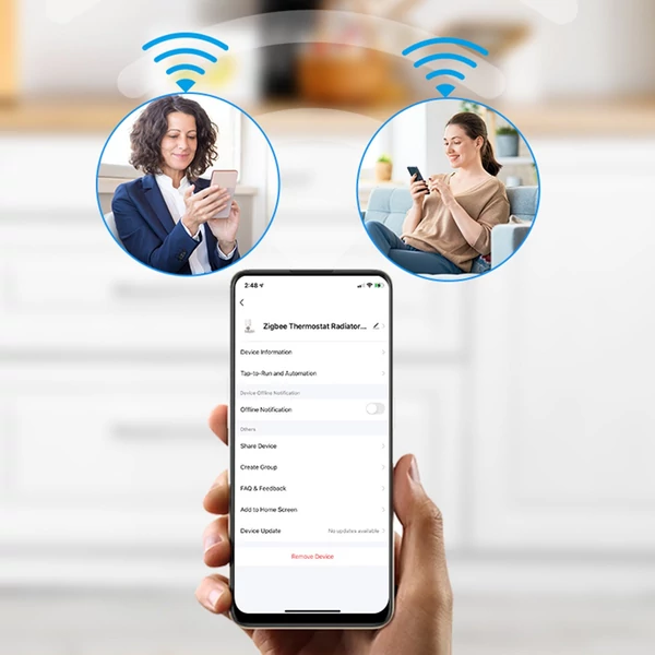 Okos termosztatikus radiátorszelep LED kijelzővel, programozható termosztát, mobilapp/hangvezérlés - Fehér