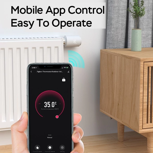 Okos termosztatikus radiátorszelep LED kijelzővel, programozható termosztát, mobilapp/hangvezérlés - Fehér