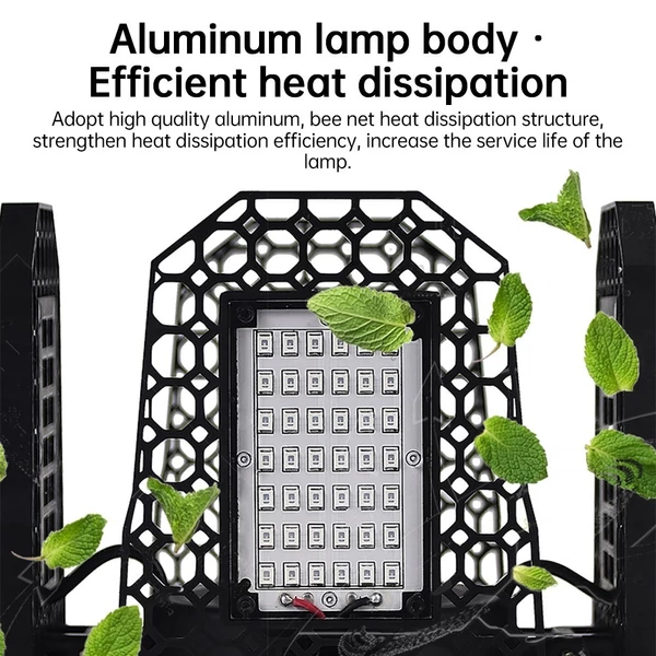Növénynevelő lámpa beltéri növényekhez, 240 LED, teljes spektrum, 4 lapát, vízálló, E27 foglalat