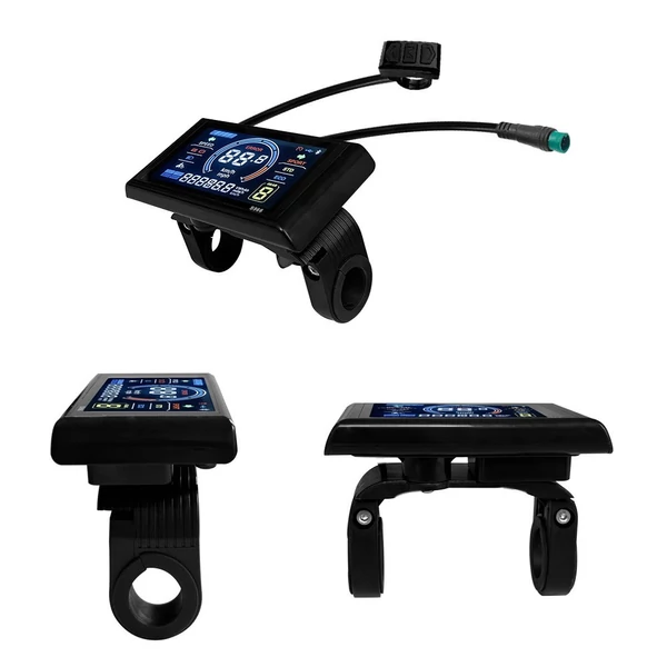 24-72V-os e-bike LCD kijelző, 5 tűs LCD-S966 okos színes, vízálló vezérlőpanel No. 2 protokollhoz - Fekete