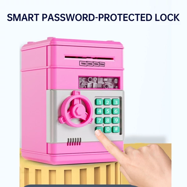 Malacpersely elektronikus mini ATM pénzspóroló jelszavas pénztároló gyerekeknek születésnapi ajándék - Pink