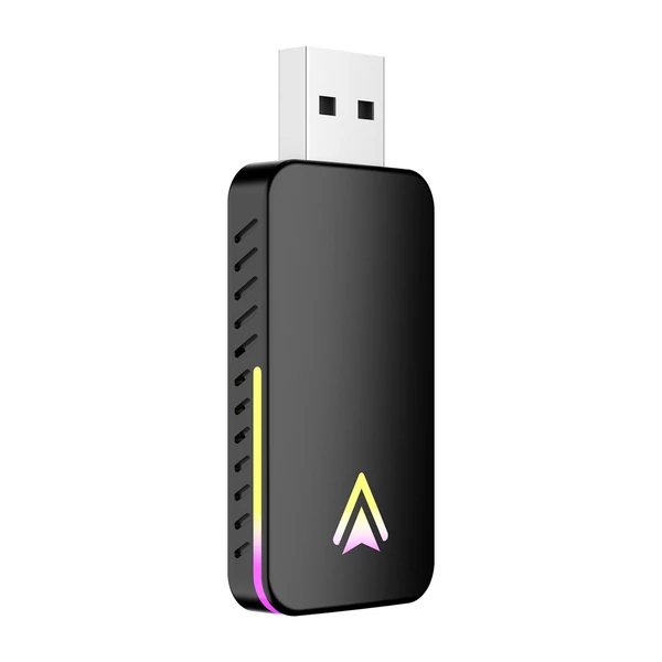 Vezeték nélküli átalakító 2 az 1-ben autós vezetékesről vezeték nélküli modul USB-A/USB-C, hangulatvilágítással