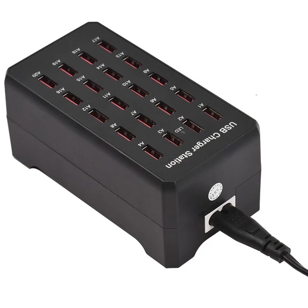 Usb-c töltőblokk több porttal, 20 portos 100w intelligens usb töltő, gyorstöltő, usb-c töltőállomás több eszközhöz, biztonsági védelemmel