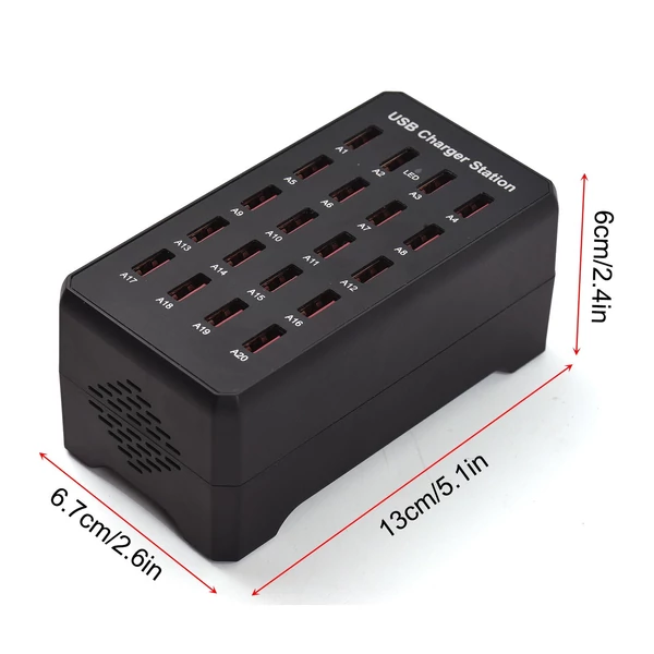 Usb-c töltőblokk több porttal, 20 portos 100w intelligens usb töltő, gyorstöltő, usb-c töltőállomás több eszközhöz, biztonsági védelemmel